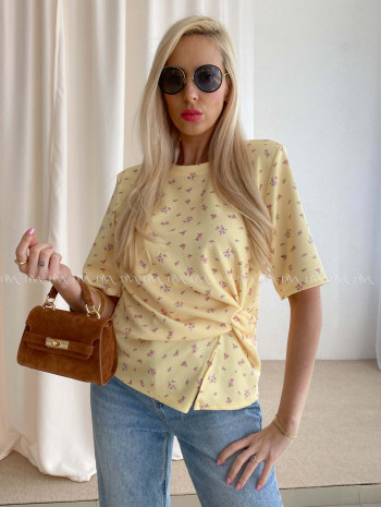 Kvetinkové tričko s uzlom banánové AB 71