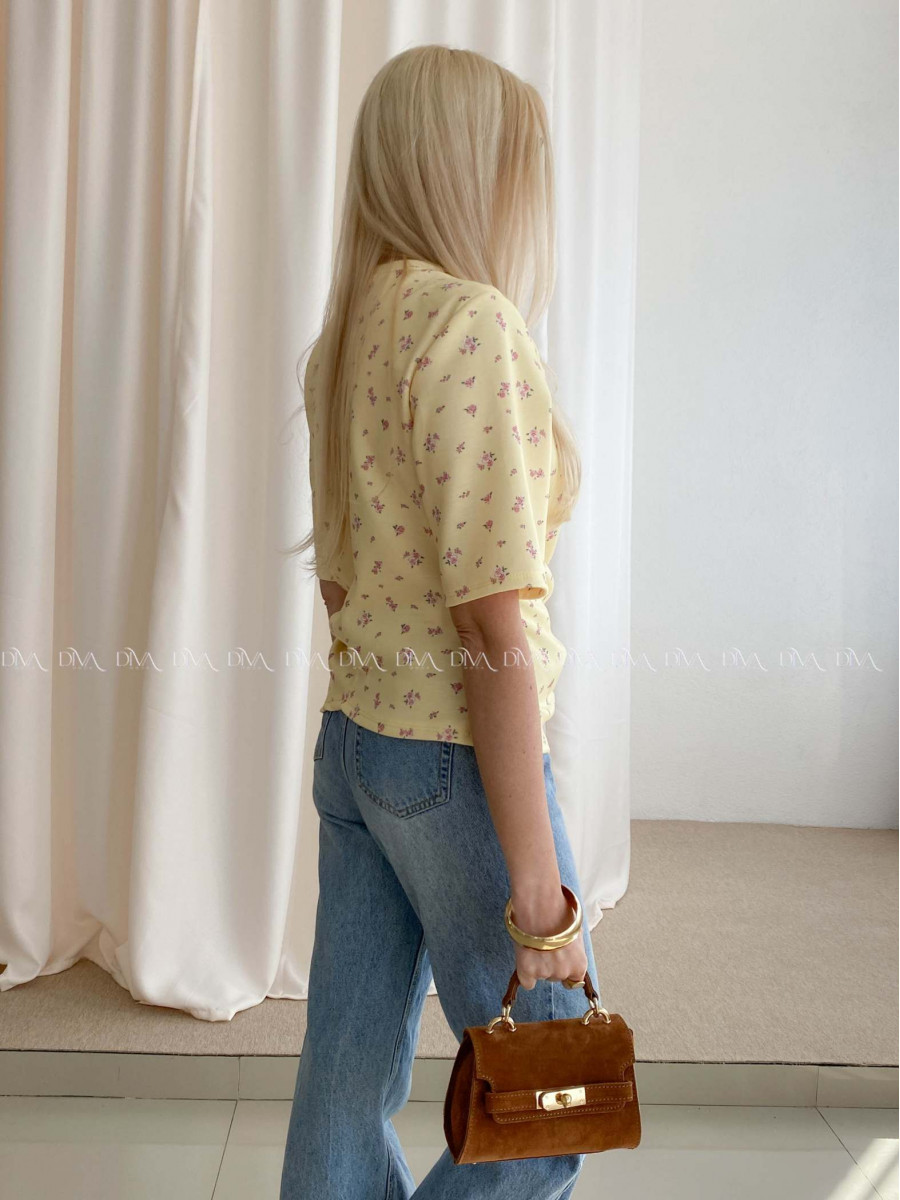 Kvetinkové tričko s uzlom banánové AB 71