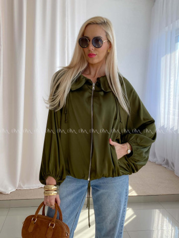 Ľahká prechodná bunda na zips khaki AB 92