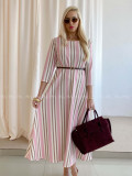 Pruhované maxi šaty ružové AB 72
