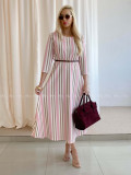 Pruhované maxi šaty ružové AB 72