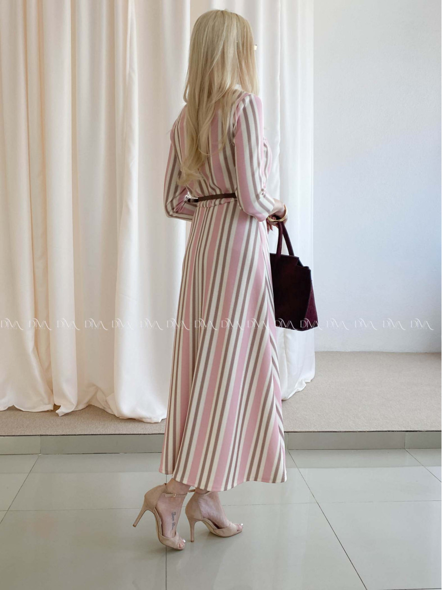 Pruhované maxi šaty ružové AB 72