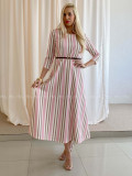 Pruhované maxi šaty ružové AB 72