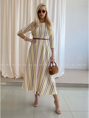 Pruhované maxi šaty banánové AB 72
