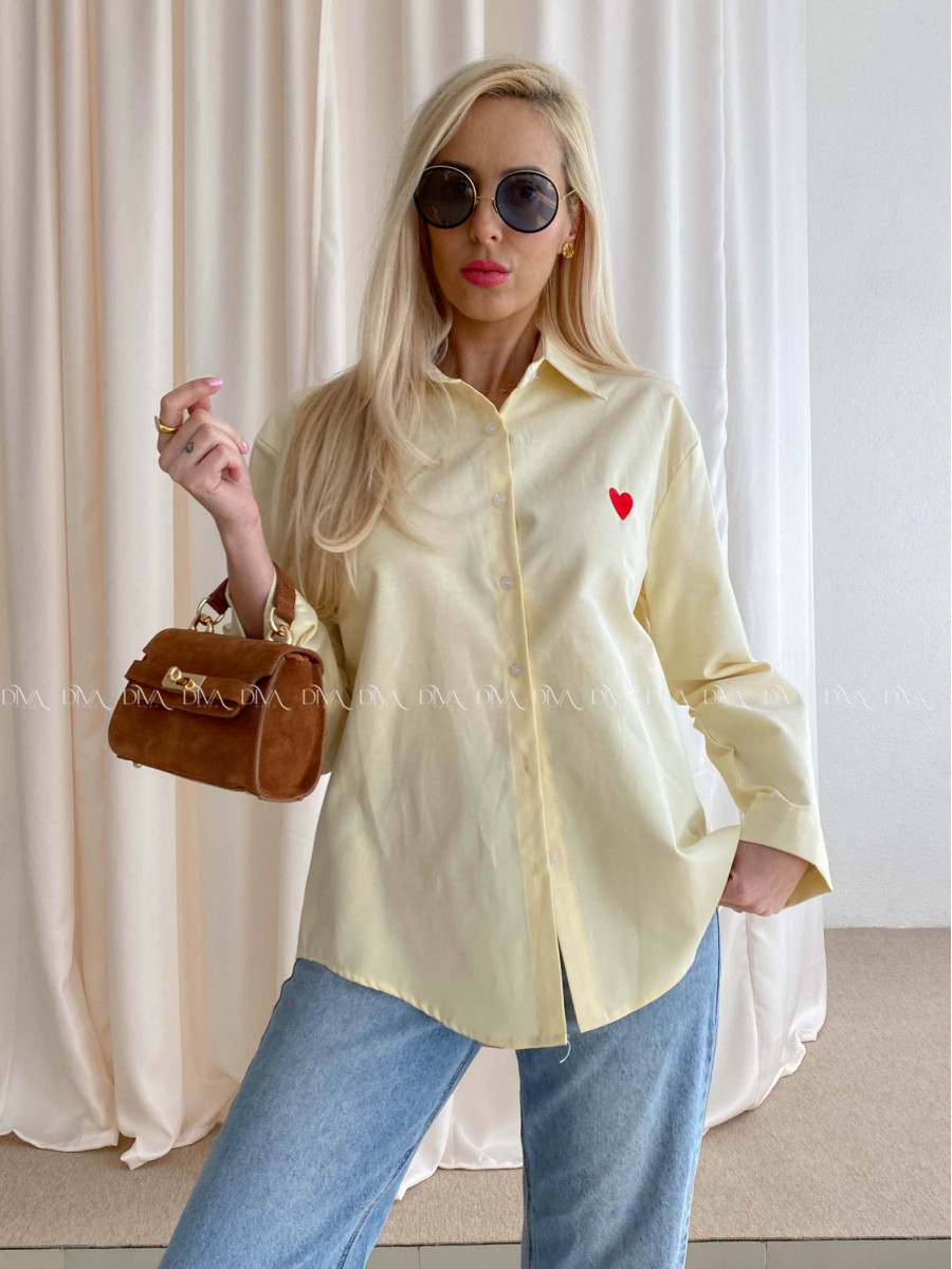 Predĺžená košeľa so srdiečkom butter yellow AB 67