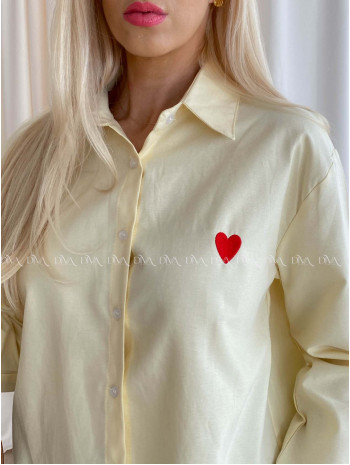 Predĺžená košeľa so srdiečkom butter yellow AB 67