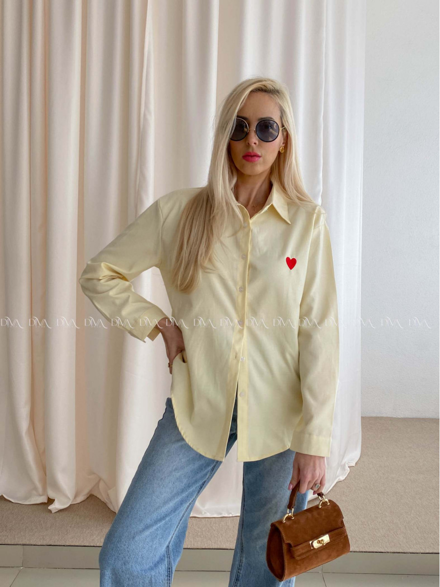 Predĺžená košeľa so srdiečkom butter yellow AB 67