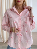 Oversize košeľa s mašličkami ružová AB 74