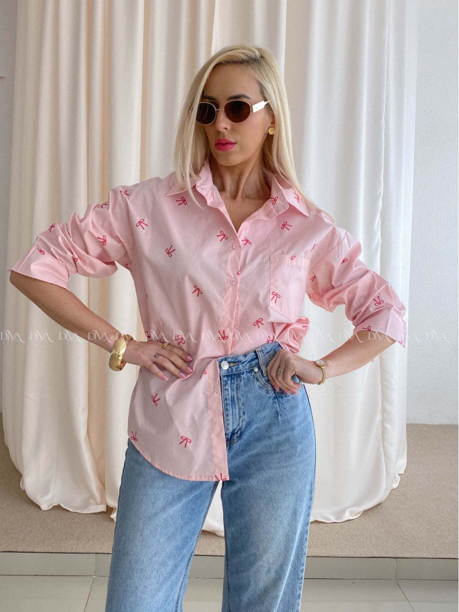 Oversize košeľa s mašličkami ružová AB 74