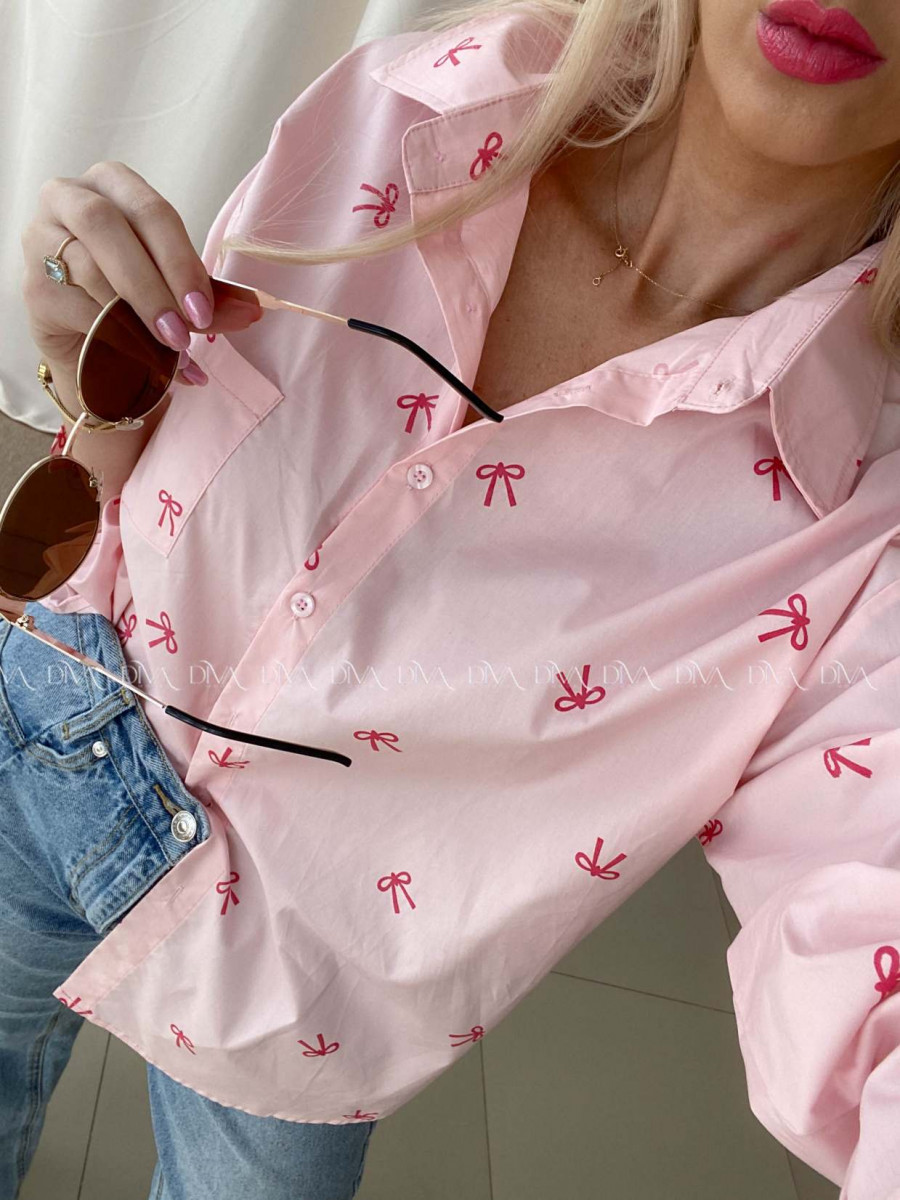 Oversize košeľa s mašličkami ružová AB 74
