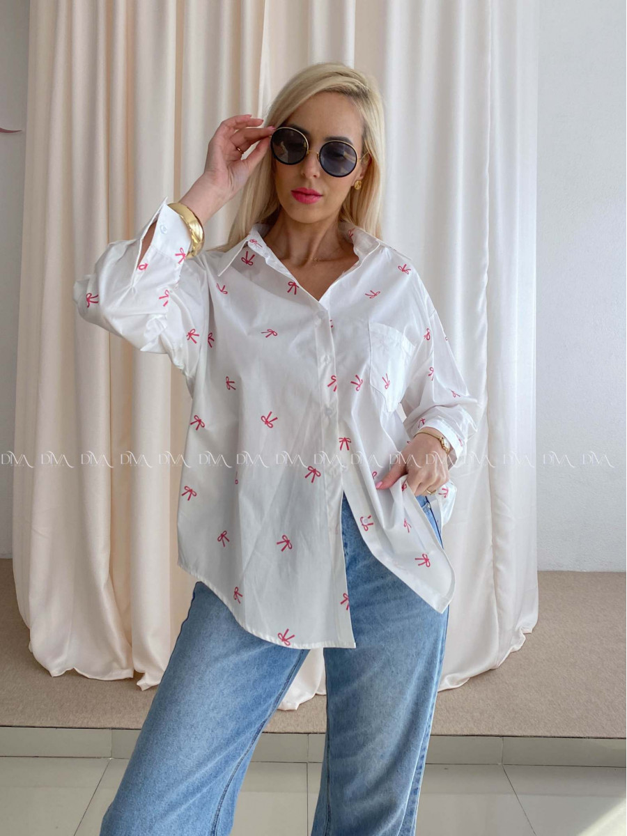Oversize košeľa s mašličkami biela AB 74