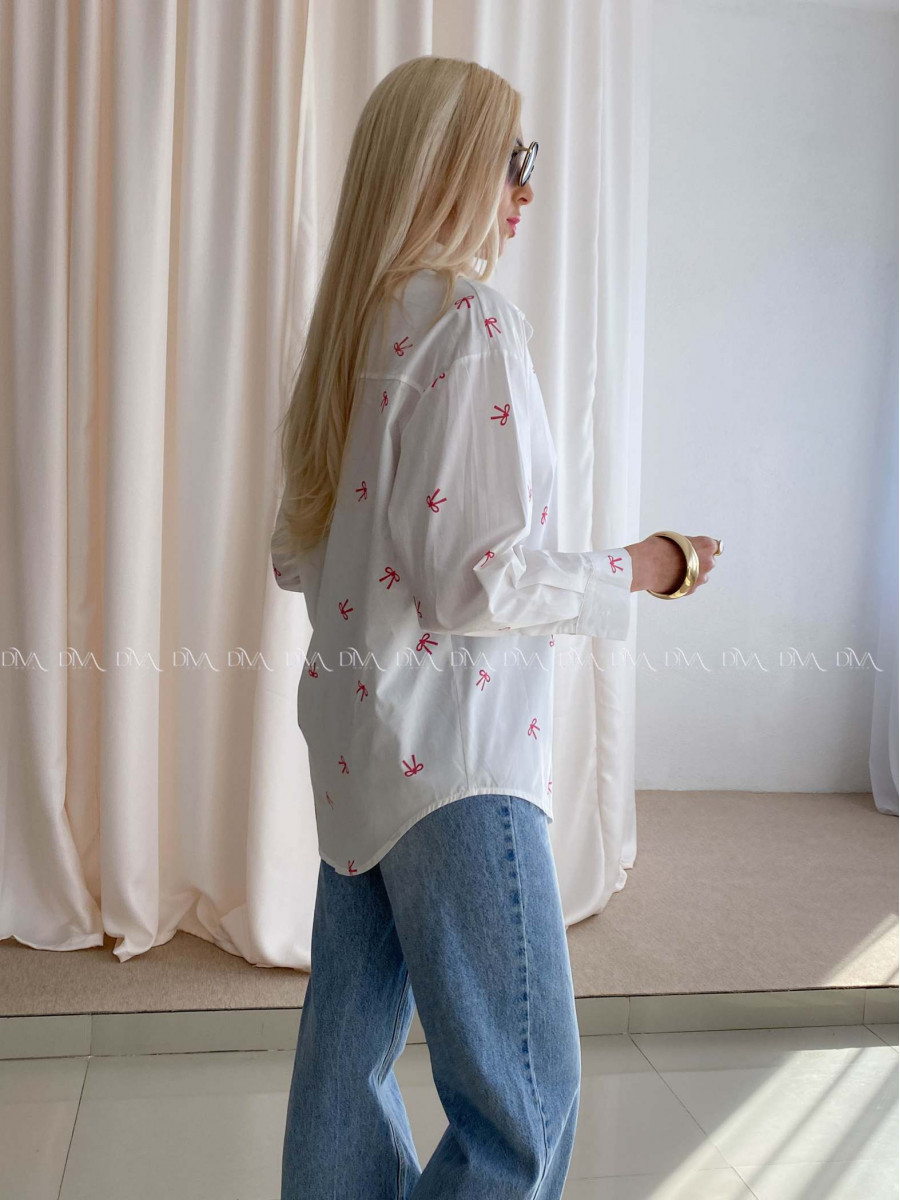 Oversize košeľa s mašličkami biela AB 74