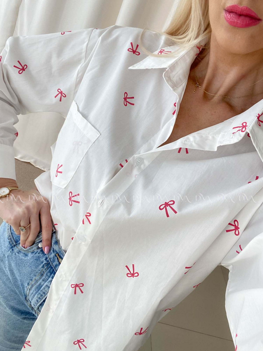 Oversize košeľa s mašličkami biela AB 74