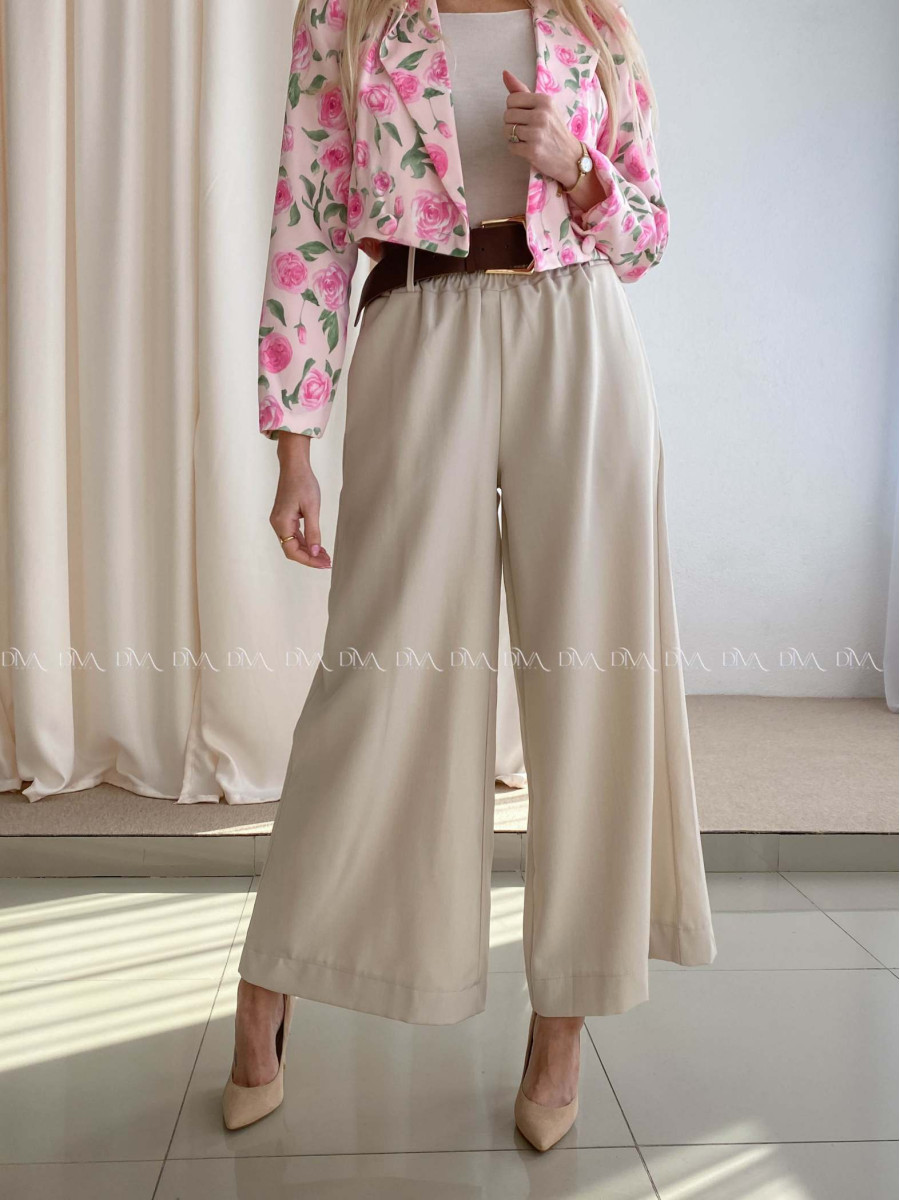 Široké nohavice s opaskom béžové AB 70