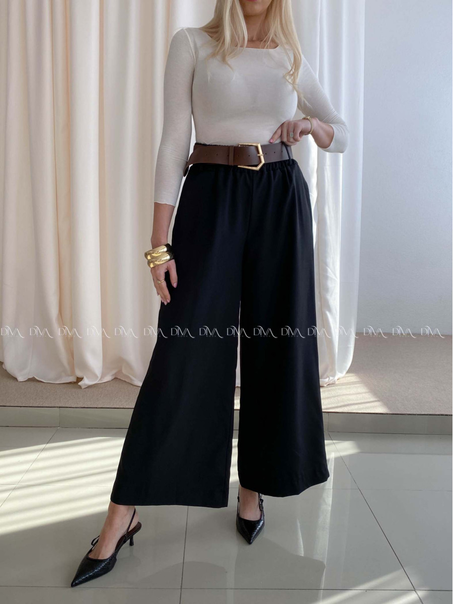 Široké nohavice s opaskom čierne AB 70