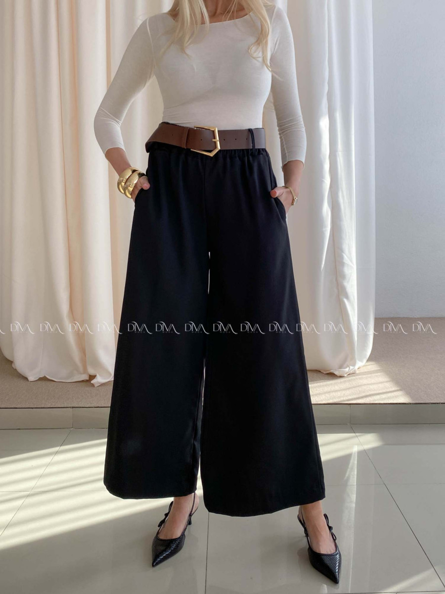 Široké nohavice s opaskom čierne AB 70