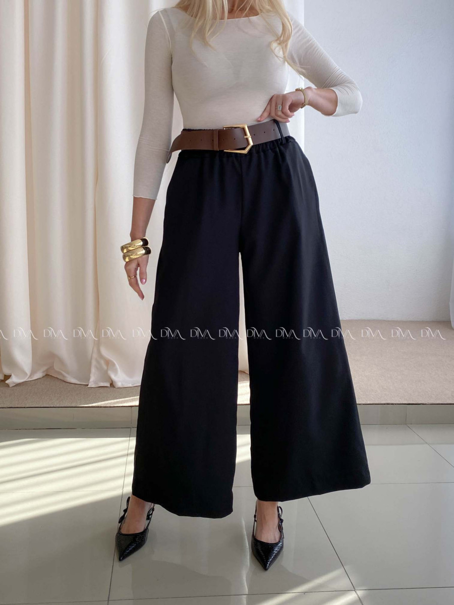 Široké nohavice s opaskom čierne AB 70