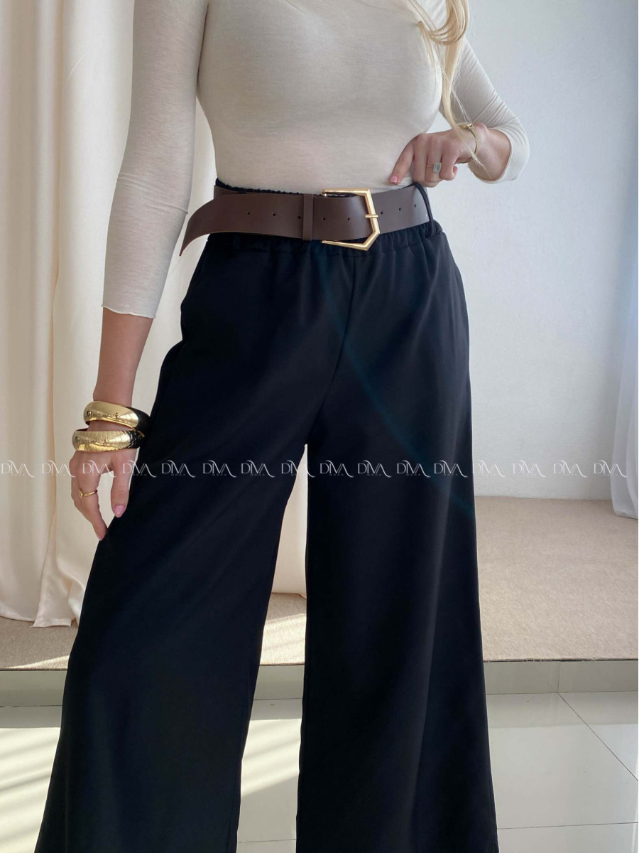 Široké nohavice s opaskom čierne AB 70