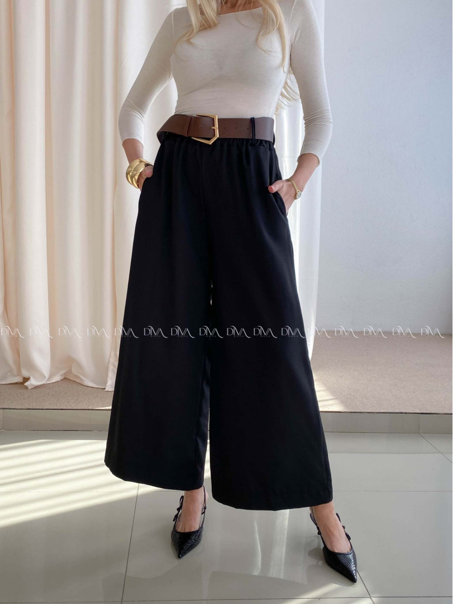 Široké nohavice s opaskom čierne AB 70