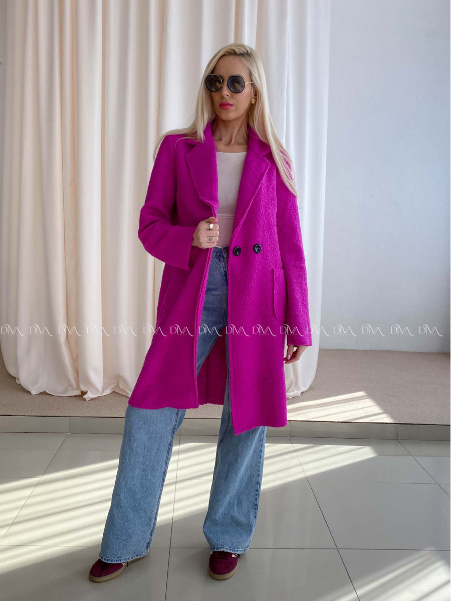  Bouclé midi kabát magenta AA 103