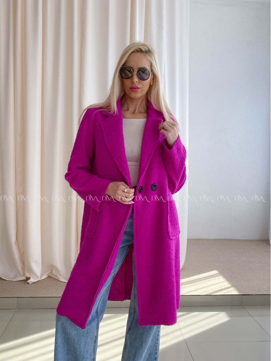  Bouclé midi kabát magenta AA 103