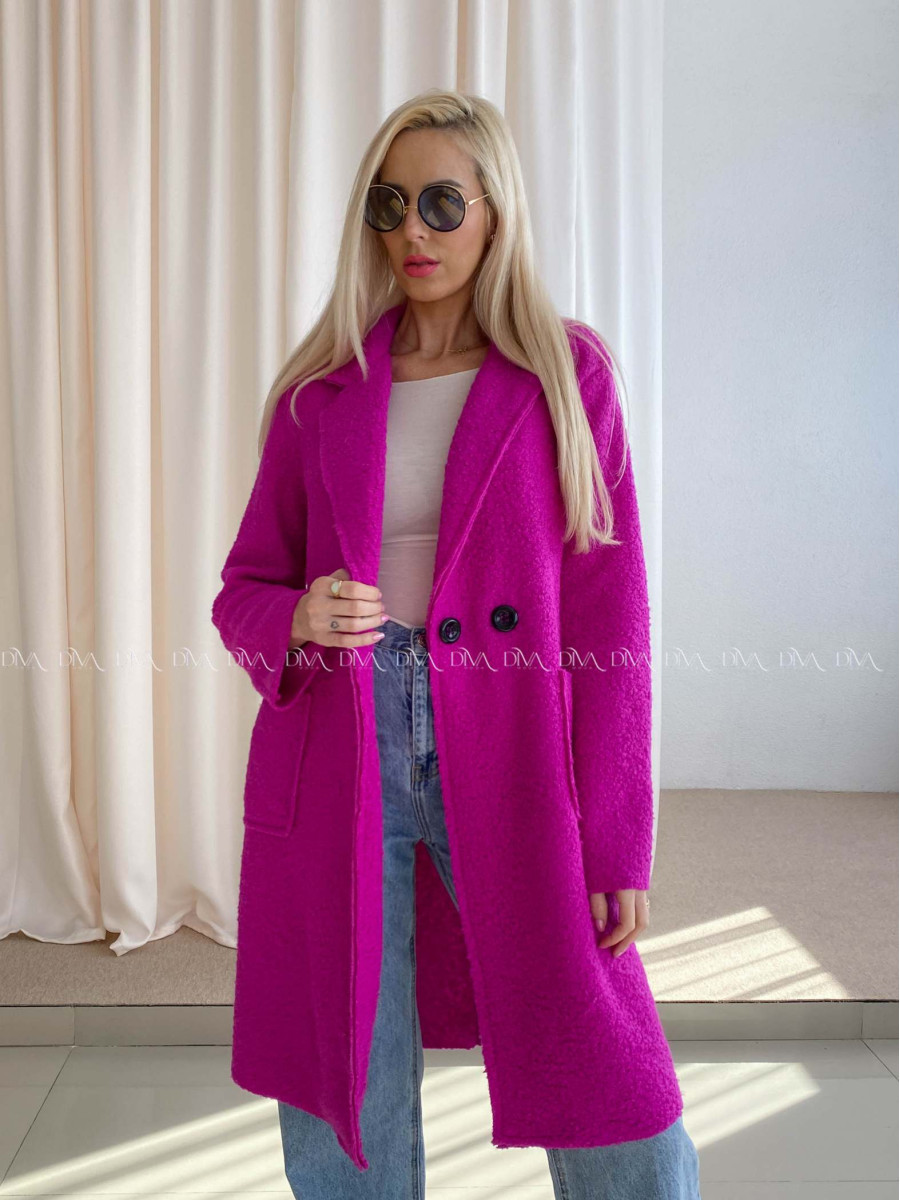  Bouclé midi kabát magenta AA 103