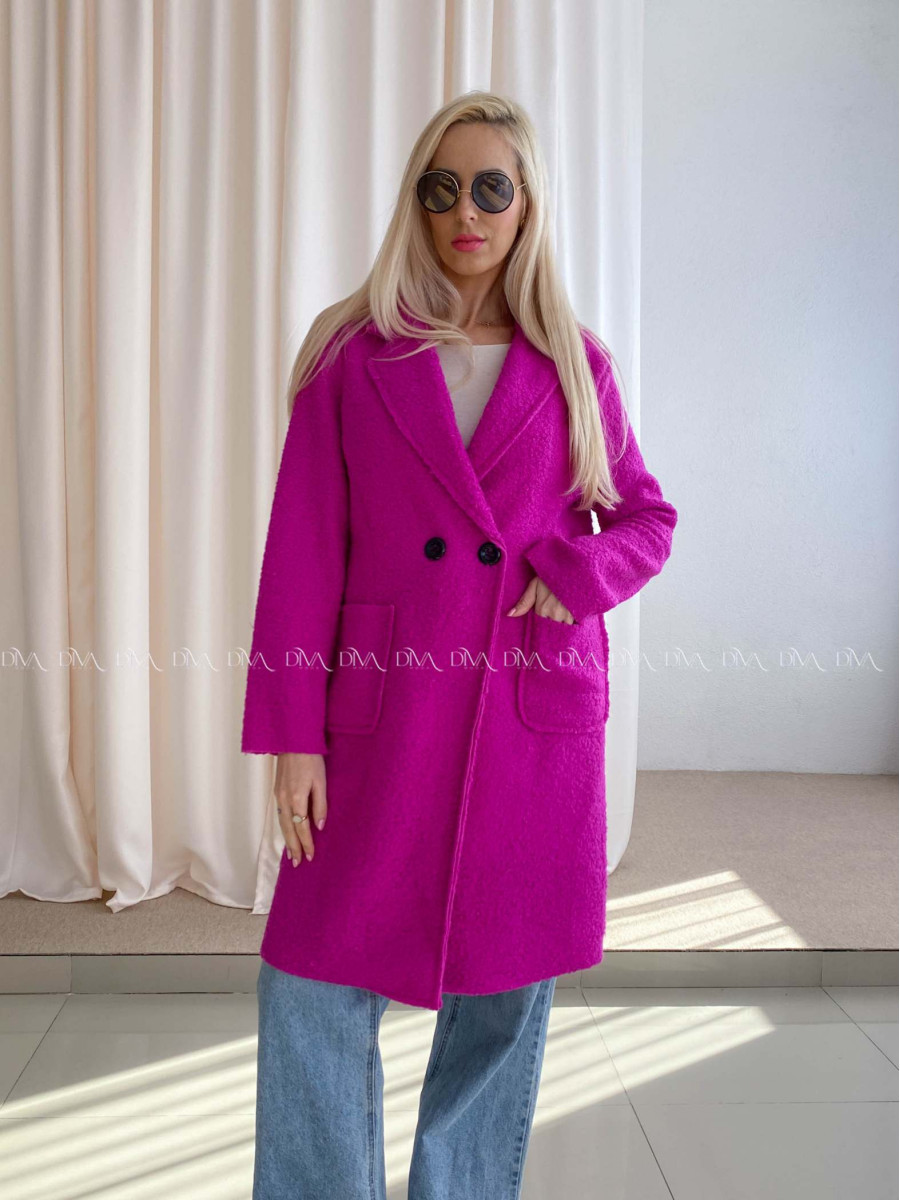  Bouclé midi kabát magenta AA 103
