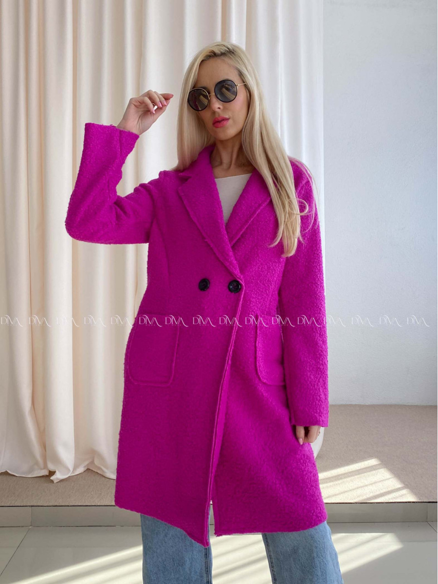 Bouclé midi kabát magenta AA 103