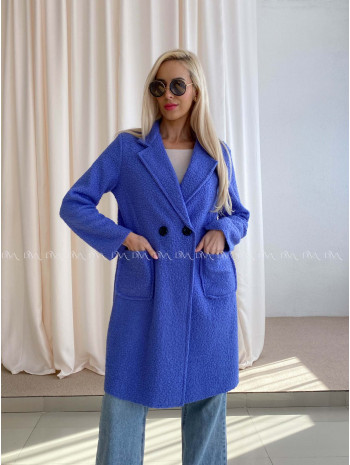  Bouclé midi kabát modro-fialový A 203
