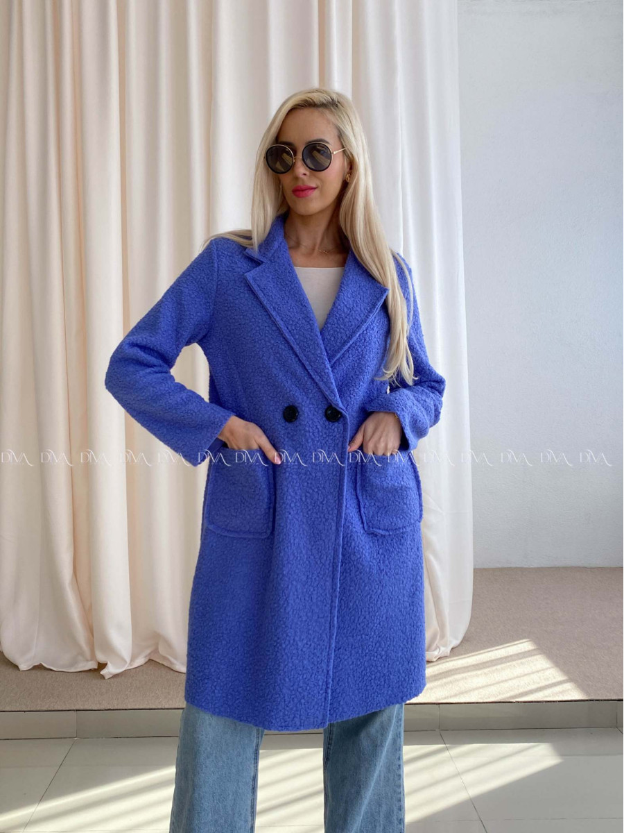  Bouclé midi kabát modro-fialový A 203