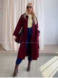 Trench coat burgundy s čiernym golierom AA 73