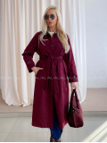 Trench coat burgundy s čiernym golierom AA 73