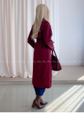Trench coat burgundy s čiernym golierom AA 73
