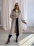 Trench coat béžový s čokoládovým golierom AA 73