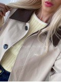 Trench coat béžový s čokoládovým golierom AA 73