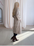 Trench coat béžový s čokoládovým golierom AA 73