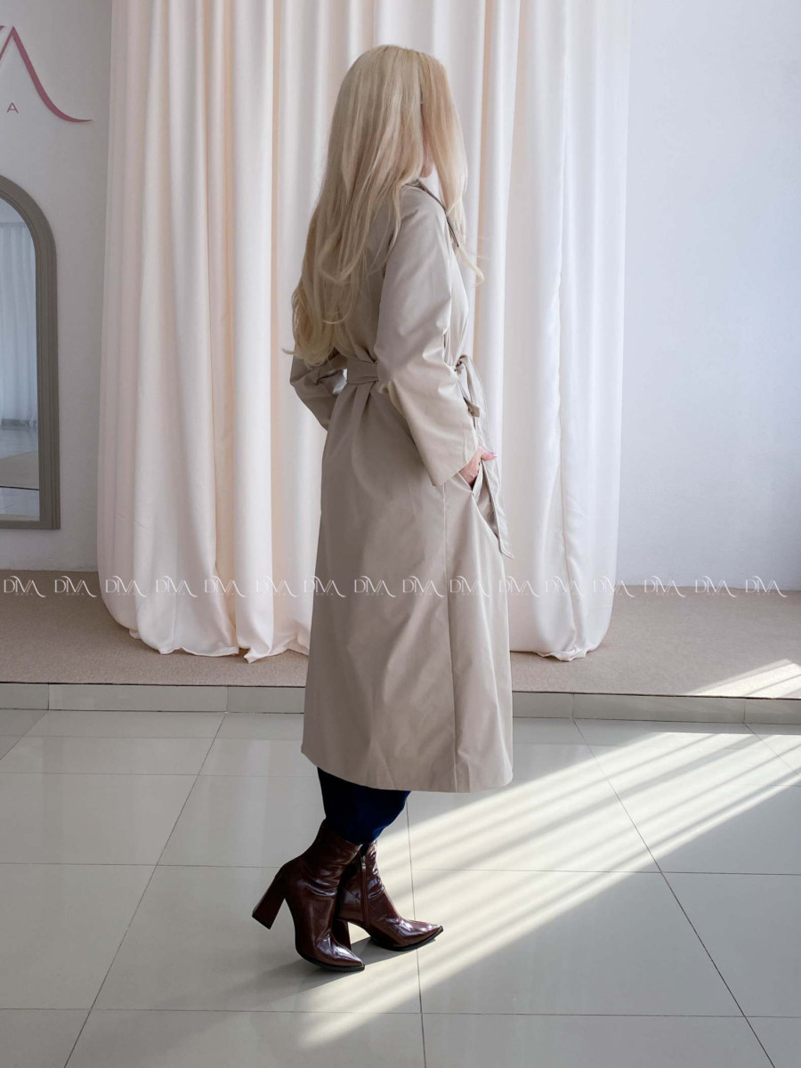 Trench coat béžový s čokoládovým golierom AA 73