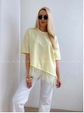 Asymetrické tričko s krajkou butter yellow AB 66