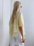 Asymetrické tričko s krajkou butter yellow AB 66