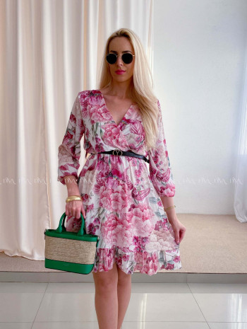 Ľahké šaty s opaskom orchid fuchsia AB 97
