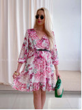 Ľahké šaty s opaskom orchid fuchsia AB 97