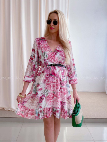 Ľahké šaty s opaskom orchid fuchsia AB 97
