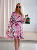 Ľahké šaty s opaskom orchid fuchsia AB 97