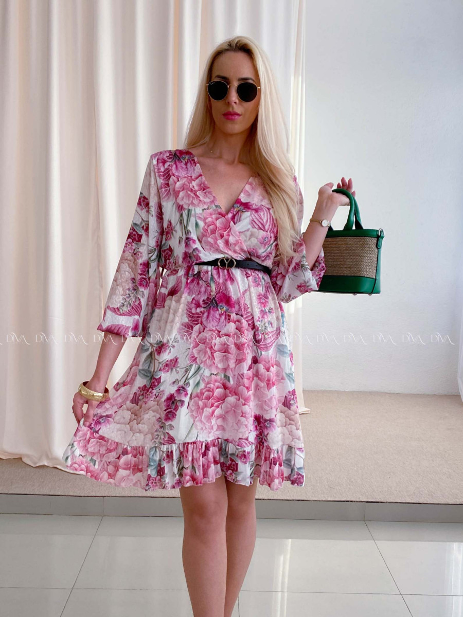 Ľahké šaty s opaskom orchid fuchsia AB 97