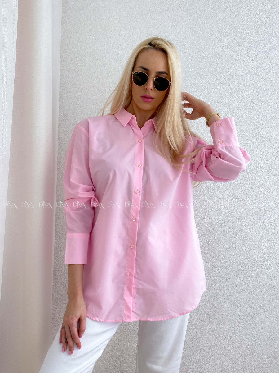 Popelínová oversize košeľa ružová PP 170