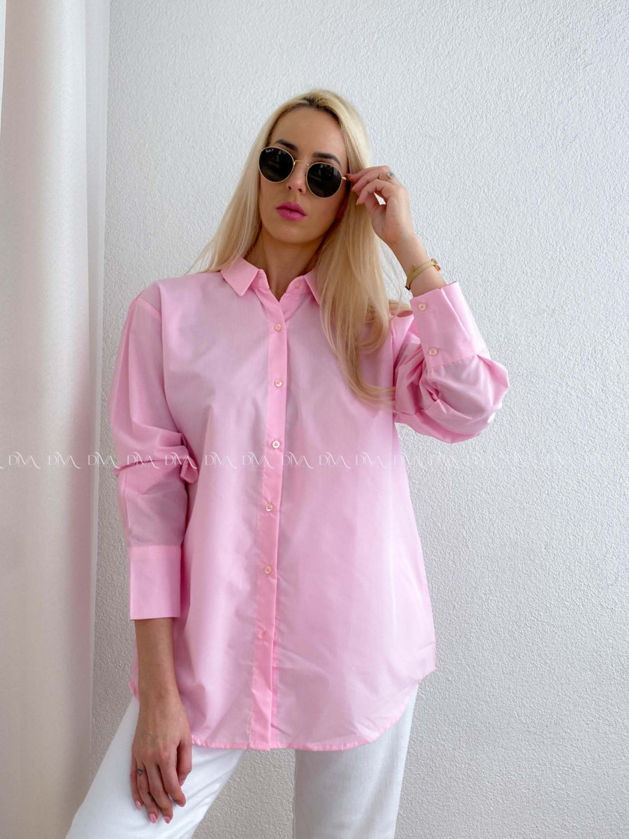 Popelínová oversize košeľa ružová PP 170