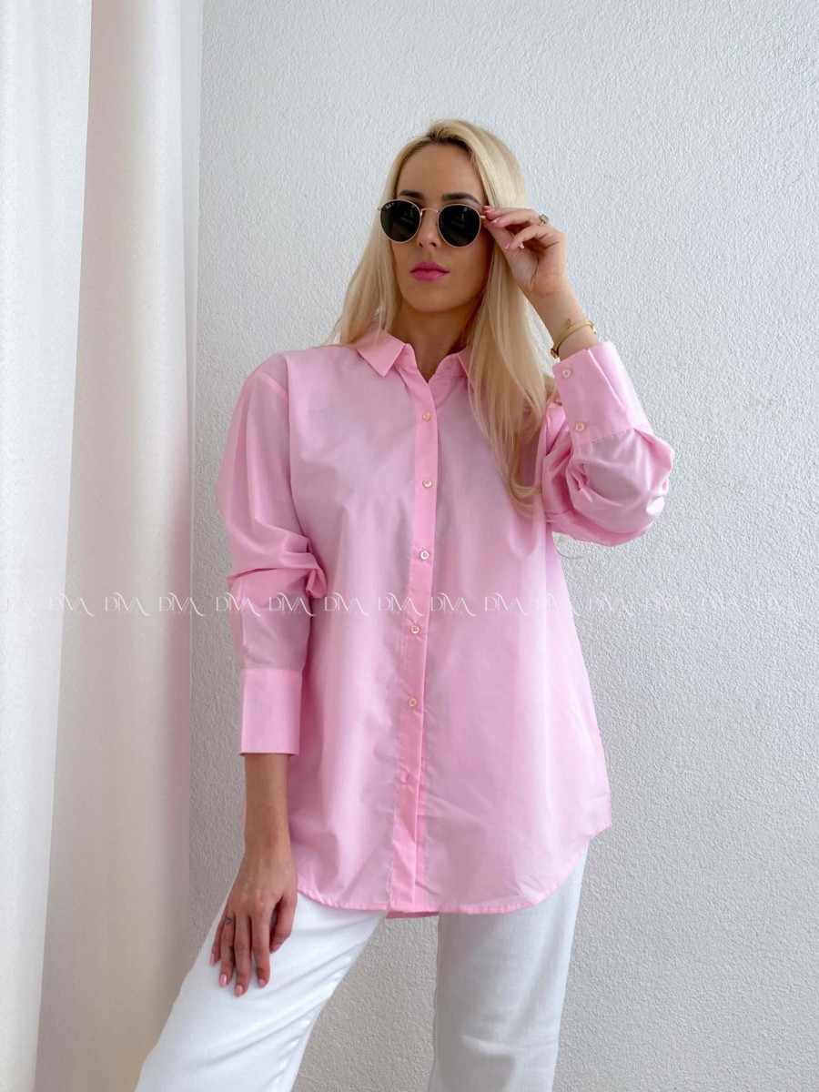 Popelínová oversize košeľa ružová PP 170
