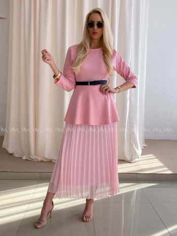 Maxi šaty s plisovanou sukňou Elis ružové AB 65