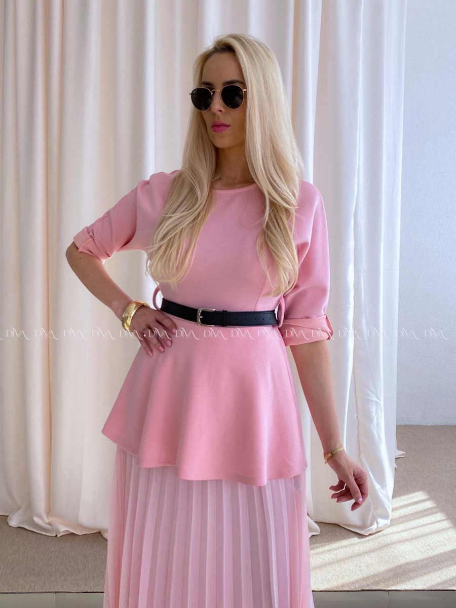 Maxi šaty s plisovanou sukňou Elis ružové AB 65