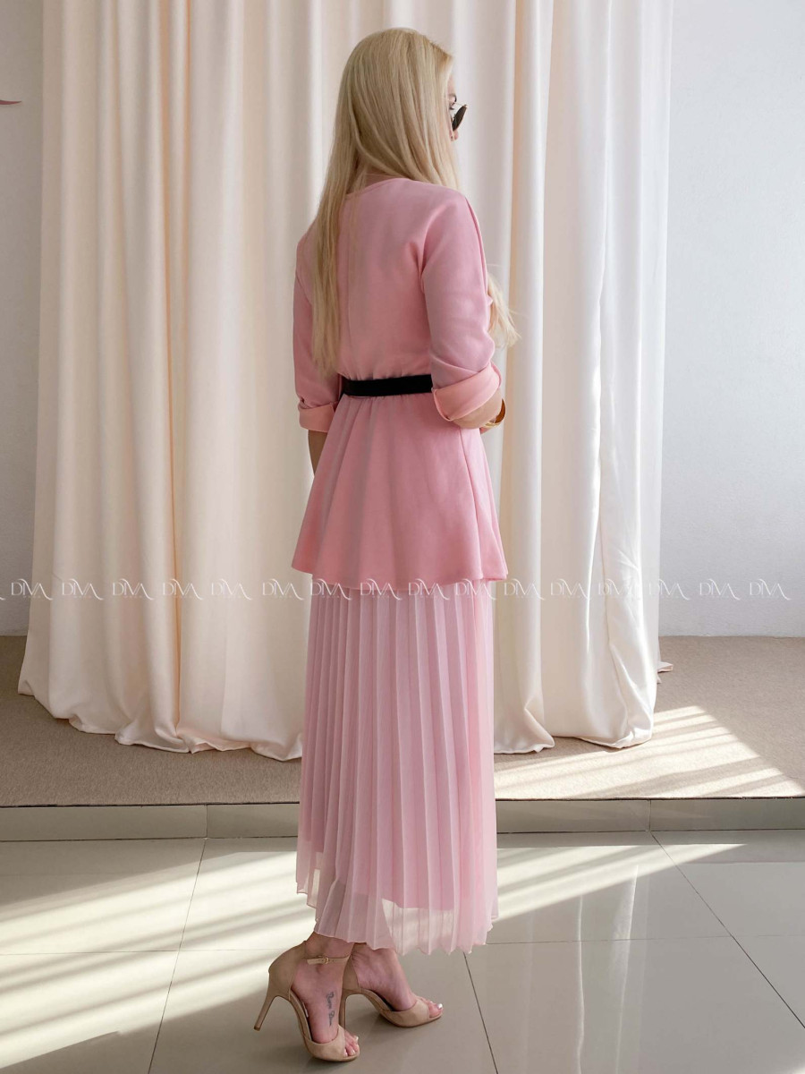 Maxi šaty s plisovanou sukňou Elis ružové AB 65